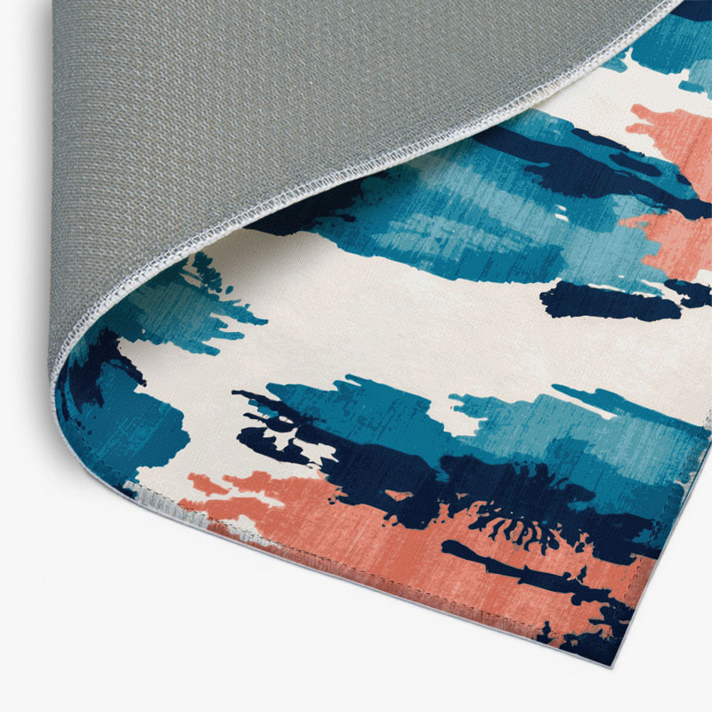 Tapis intérieur et extérieur bleu Watercolor, Rectangulaire 8 pi x 10 pi