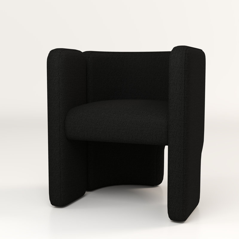Jaimyn 24" Wide Upholstered Barrel Accent Chair, Black Teddy
