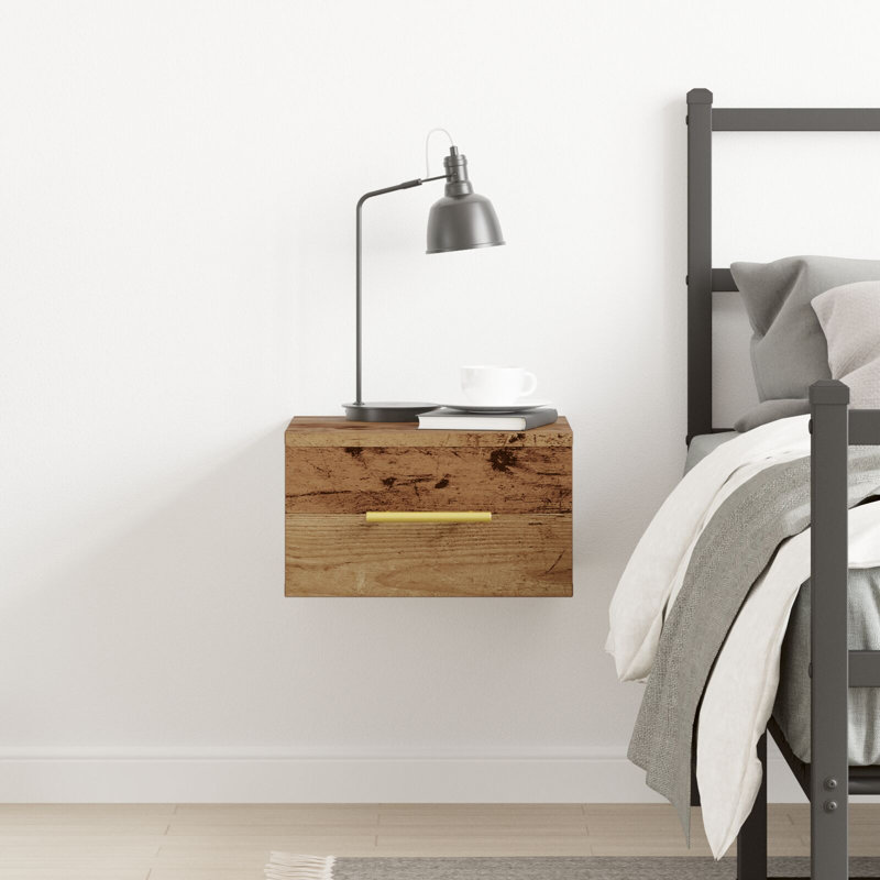 35cm W Manufactured Wood Bedside Table, Old Wood