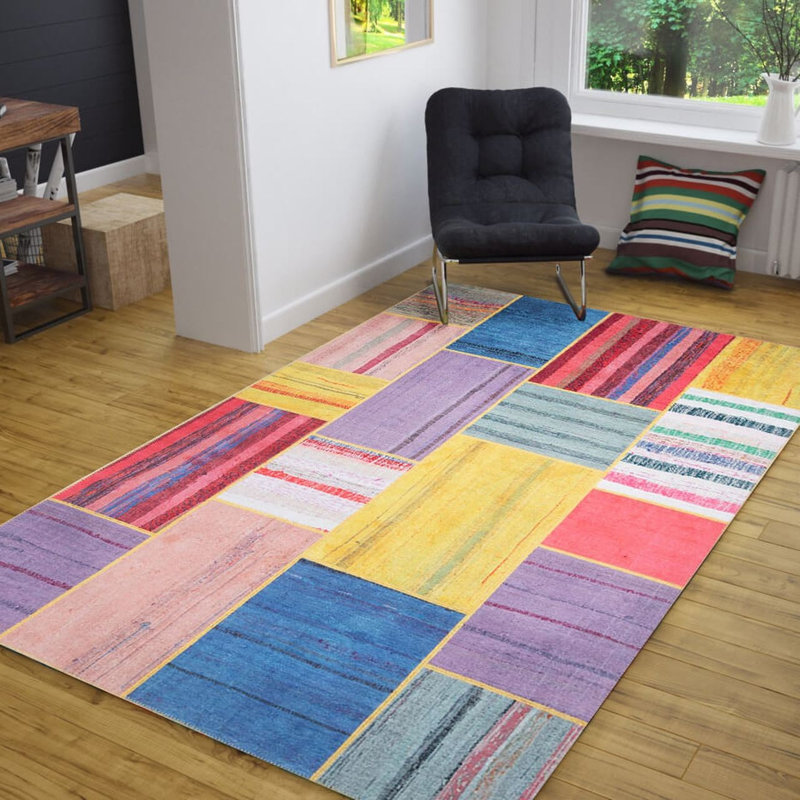 Luxurious Machine Washable Area Rug, 4.9 x 7.5 Feet, 100% Polyester, 1850 g/m², Pile Height: 0.2 inches | Eco-Friendly Recycled Poly Cotton Backing | Perfect for Living Room & Bedroom, Soft and Durable Design