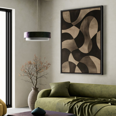 Art mural encadré, impressions murales abstraites géométriques noires pour chambre à coucher - 16 po x 24 po, 24 po