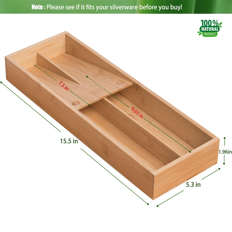 Organisateur de tiroir en bambou pour l'argenterie, petit organisateur de cuisine pour l'argenterie, porte-ustensiles, plateau à couverts pour cuillères, fourchettes, couteaux, convient à une famille de 2 à 4 personnes