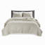 Ensemble de courtepointe matelassée réversible 3 pièces en coton et lin, couleur crème, pour lit double/queen