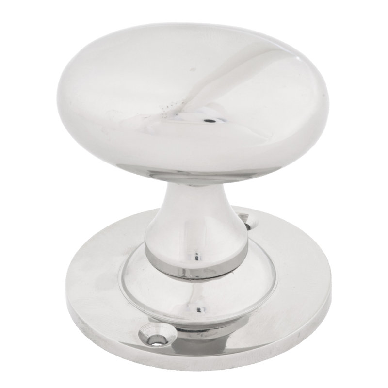 Oval Mortice/Rim Knob Set, Polished Nickel