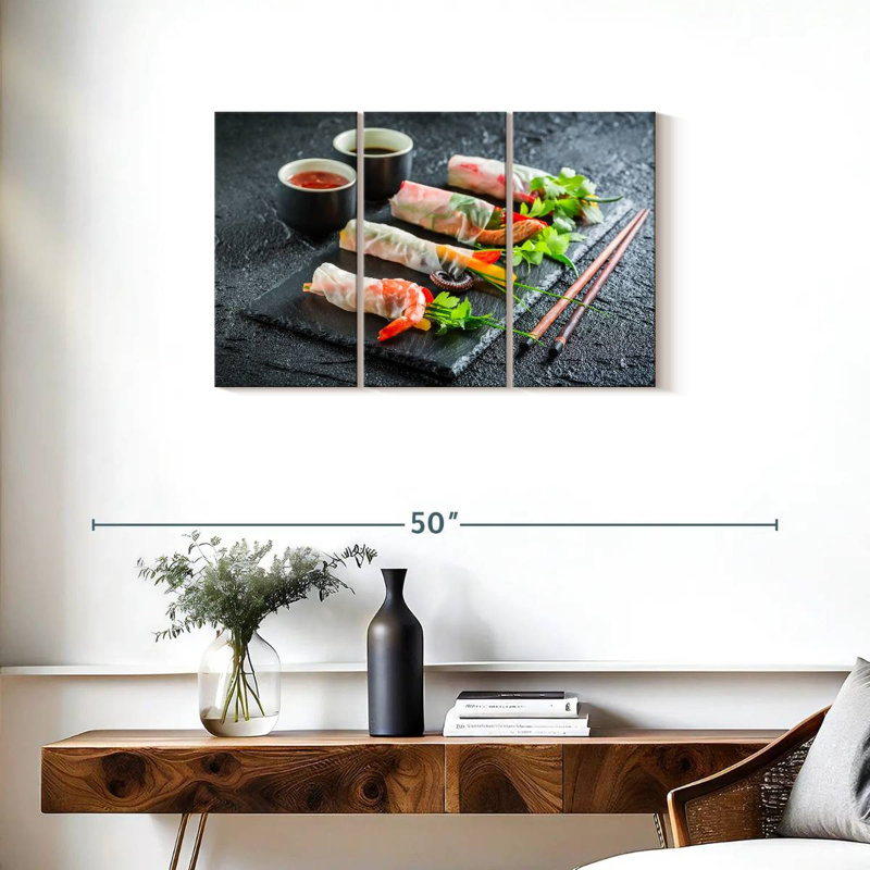 Rouleaux de printemps aux fruits de mer, H 20 po x l 33 po