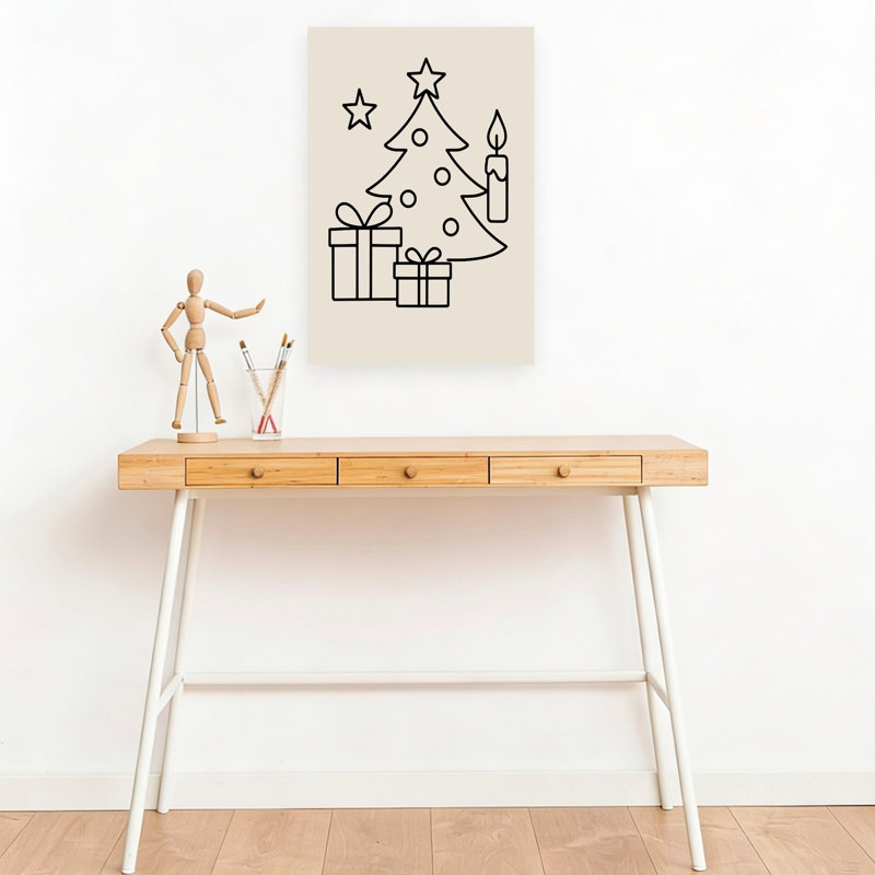 Impression d'art mural paysage de Noël abstrait, 18" H x 12" W