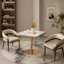 Table de salle à manger carrée moderne avec plateau en faux marbre, assemblage facile, structure en métal robuste, 31,5 pouces de diamètre-1334957724-1334957725-1334957723
