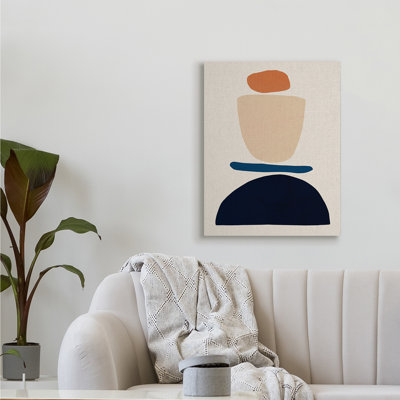 Formes abstraites occidentales, orange et bleu par Victoria Barnes - impression