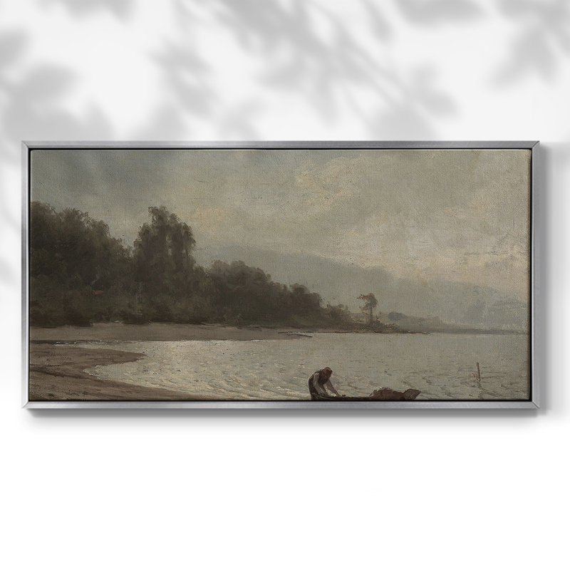 Série paysage - MLVII - Toile tendue avec châssis encadré - Prêt à être accroché, Argent argent, H 21 po x l 41 po