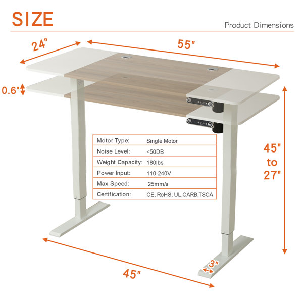 Lacoo 43 Inches Electric Standing Desk Adjustable Height Office