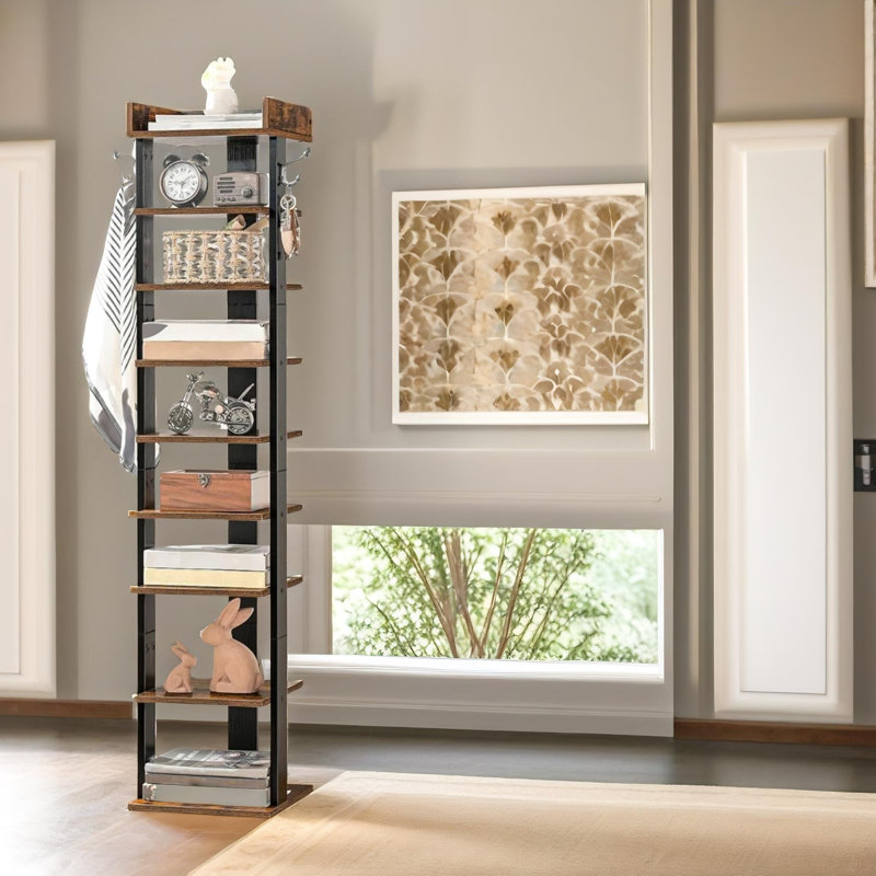 9 Pair Shoe Rack, Rustic Brown