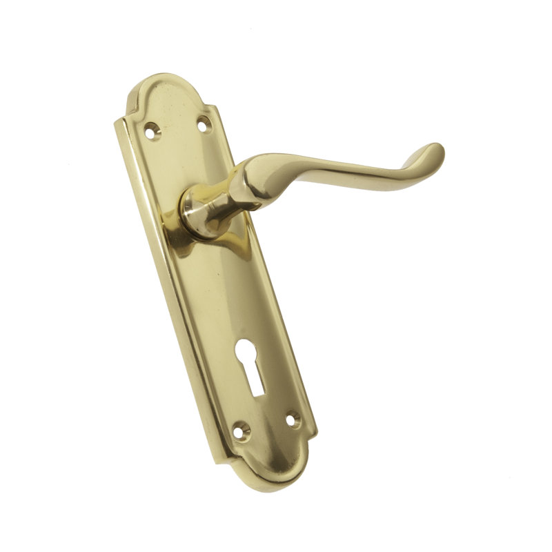 Hadiqa Interior Mortise Door Handle, Polished Brass