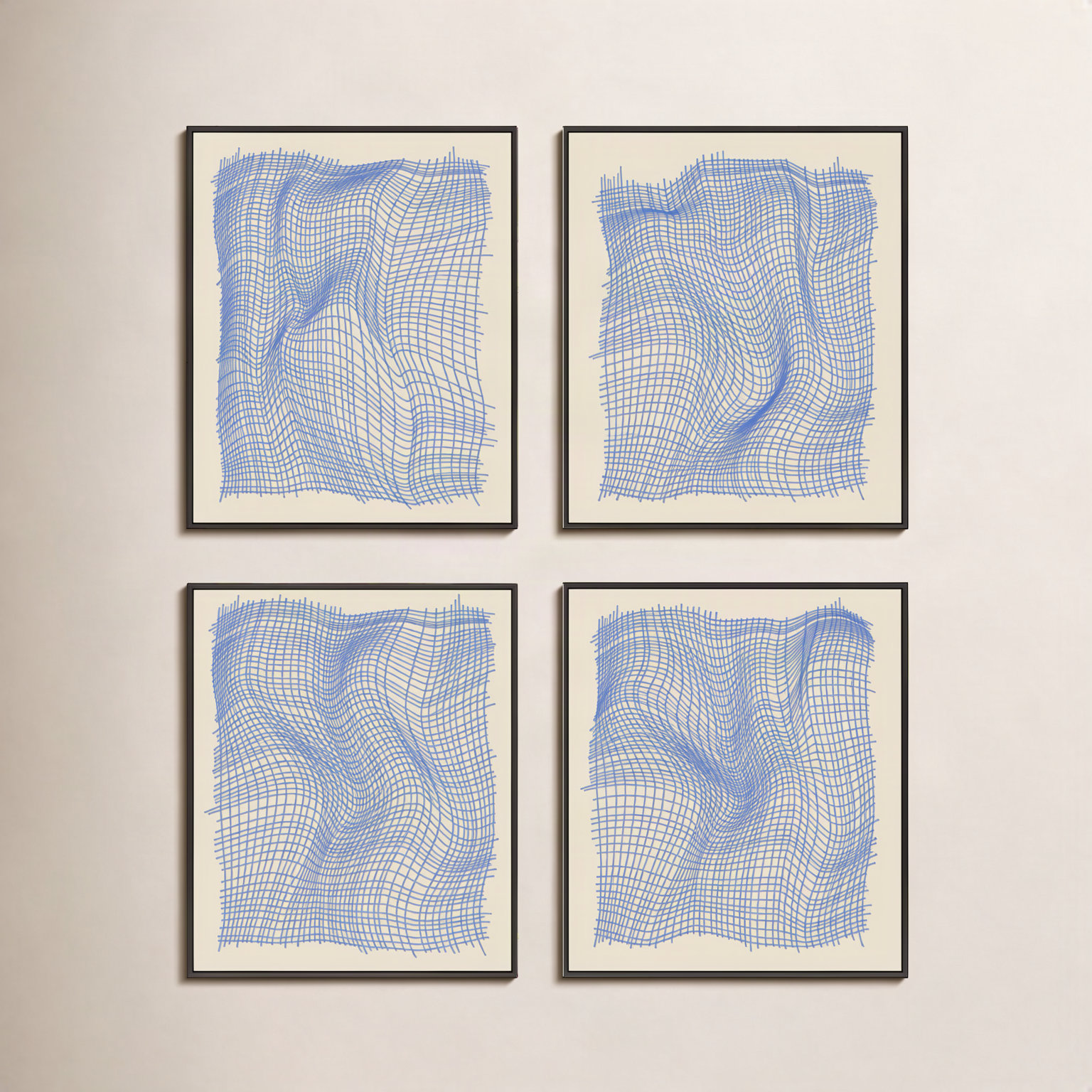 Netting 4-Piece Print Set by Jacques Pilon, Black Single Structure Framed Canvas, 30" H x 96" W x 1.25" D