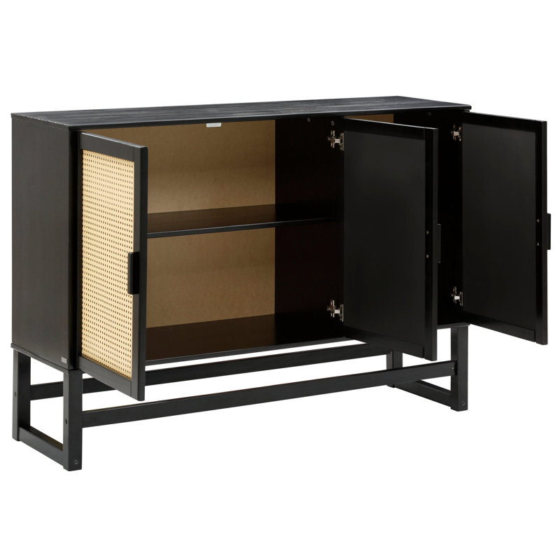 Buffet en bois de pin massif de 53,3 po Isik, Espresso / crème