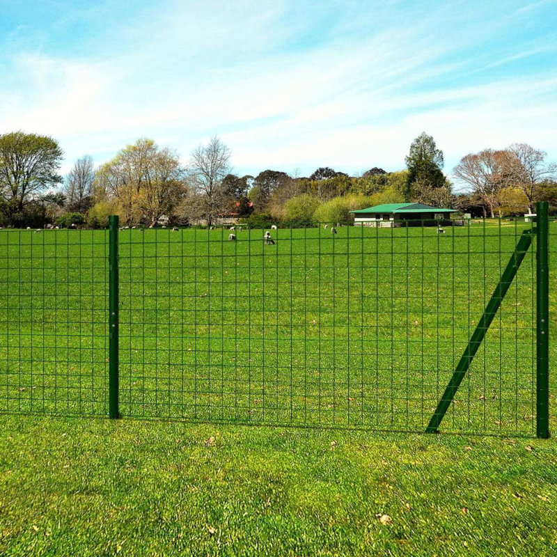 vidaXL Clôture de barrière de jardin Clôture métallique grillage métallique acier vert, H 67 po x l 984,2 po