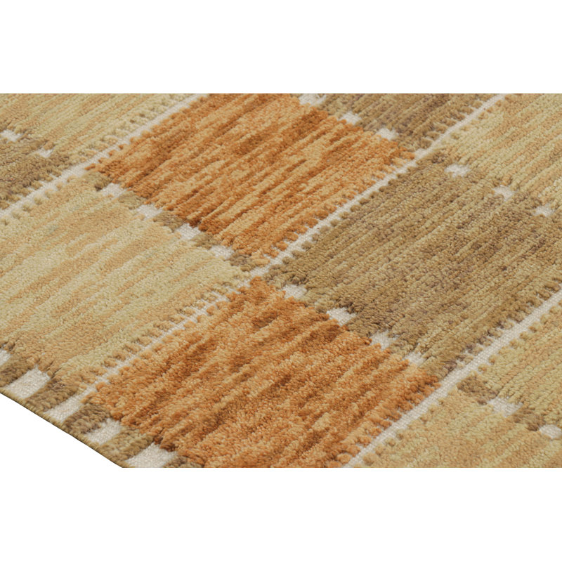 Scandinavian Hand Knotted Wool Geometric Area Rug, Rectangle 5' x 7'