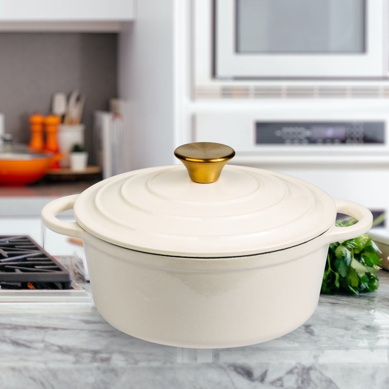 Cocotte ronde en fonte émaillée Lexi Home, Crème, 2,8 pte