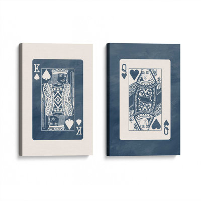 Navy King and Queen Cards Set of 2