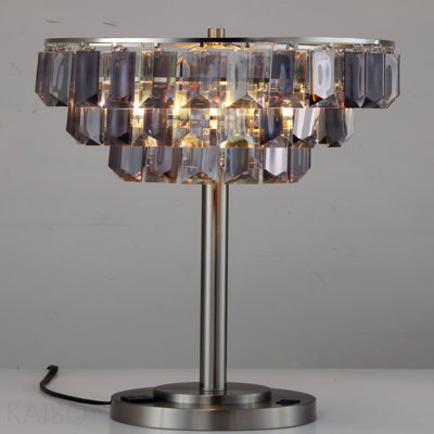 Lampe de table contemporaine à abat-jour en cristal H 27,5 po (1pc / Ctn) (1,01 / 9,25)