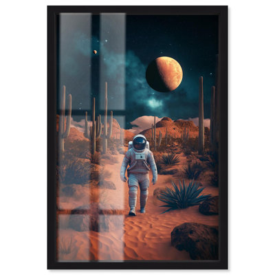 «Astronaut Arid Journey I Shadowbox Print» par Art Remedy, cadre noir, 37 x 55