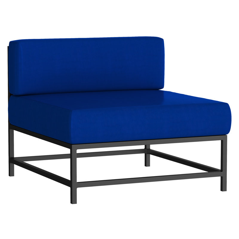 Chaise de patio Delano avec coussins Sunbrella, Bleu pacifique, Gris Tex