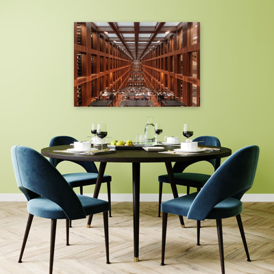 «Grand Modern Library Modern Tranquil Abstract Architecture», reproduction d'art murale