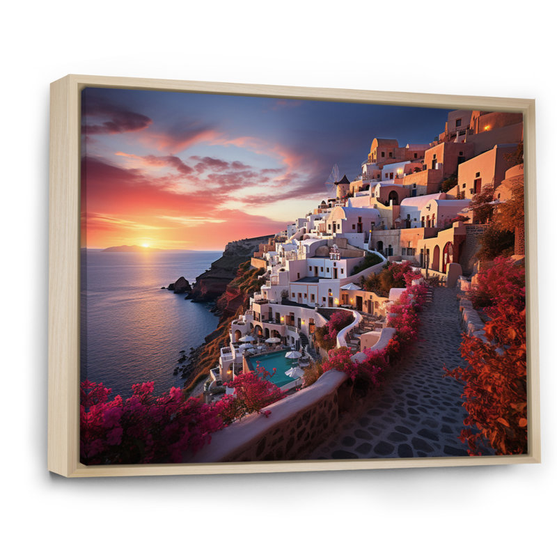 Grèce Oia Splendor IV sur toile, H 24 po x l 32 po x P 1 po, Cadre naturel flottant