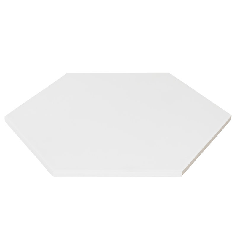 Elle 10" x 9" Beveled Porcelain Wall & Floor Tile, White