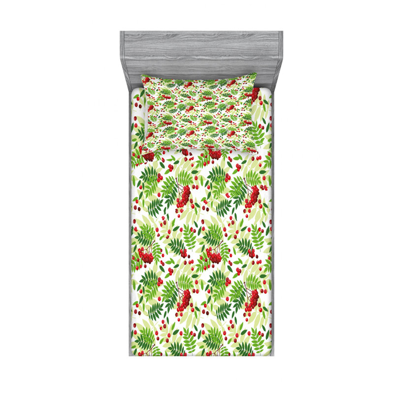 Microfiber Floral Sheet Set, Twin XL Sheet Set with Fitted Sheet