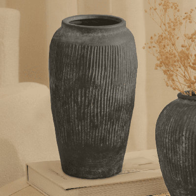 Terracotta Vase - Rustic Black