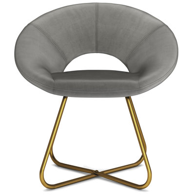 Barrett 25"W Upholstered Velvet Contemporary Accent Chair with Curved Back and Gold Metal Base