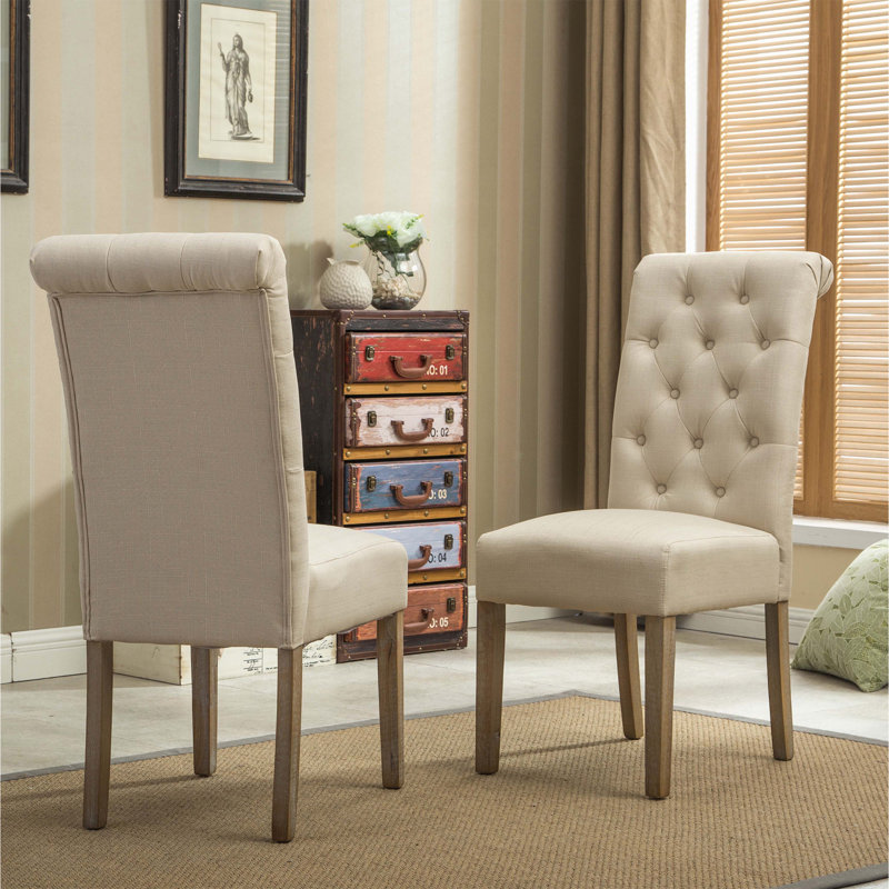 Beebe 6 - Person Four Leg Dining Set, Tan/Wired White, 5 Pieces: Table, 4 Chairs