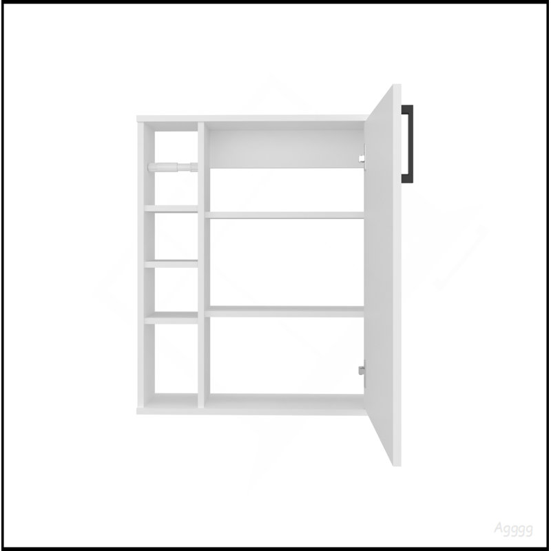 Medicine Cabinet, 1 Door, 7 Shelves, White