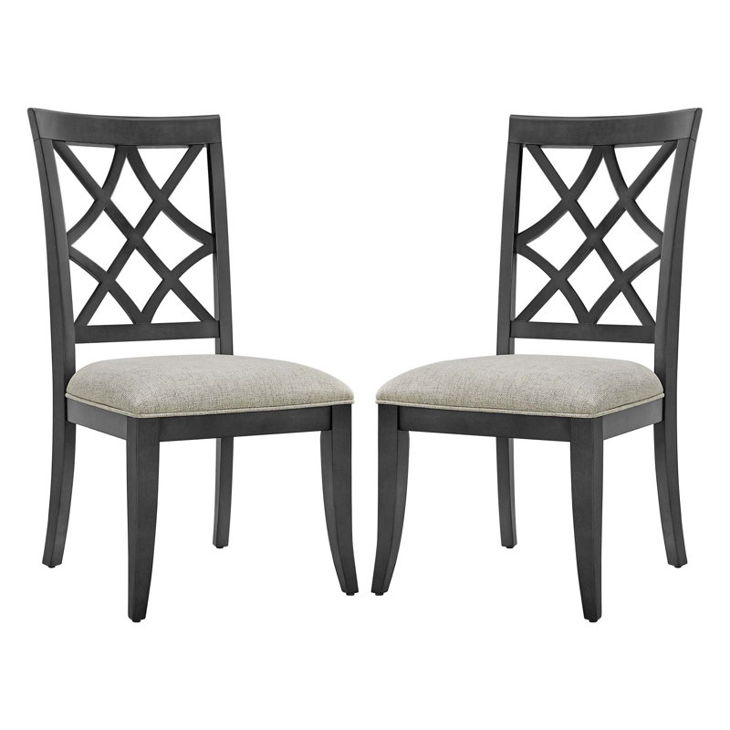 Wooden Frame Upholstered Dining Chairs set of 2, Black