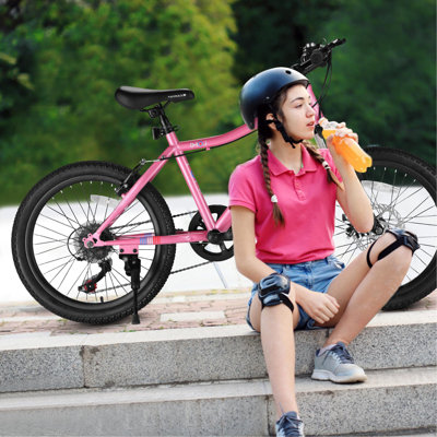 S20101, vélo de 20 pouces pour garçons, filles, vélo de montagne pour enfants de 6 à 12 ans, bicyclette à 7 vitesses pour enfants, suspension avant, frein à disque à l'arrière, cadre en acier