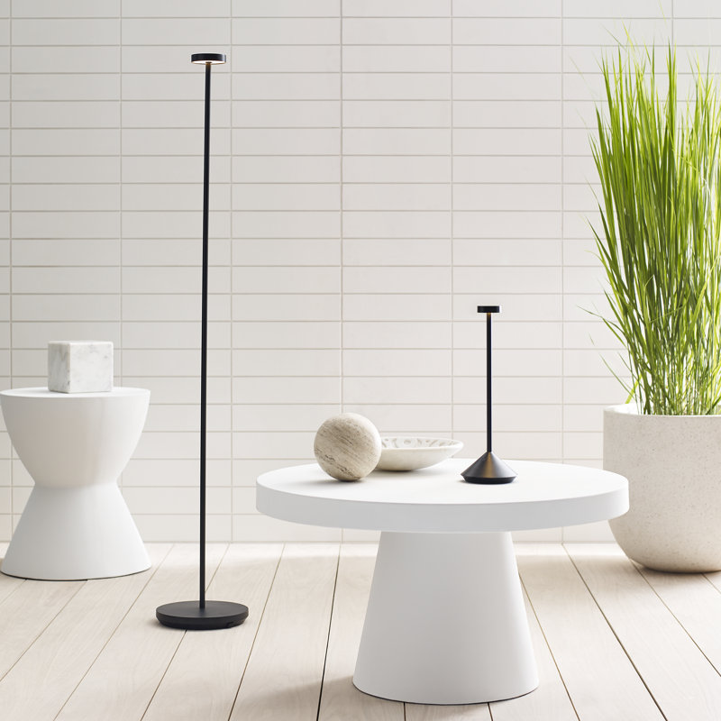 Sean Lavin Moneta Medium Rechargeable 1-Light Floor Lamp in Matte White with Matte White shade, Black
