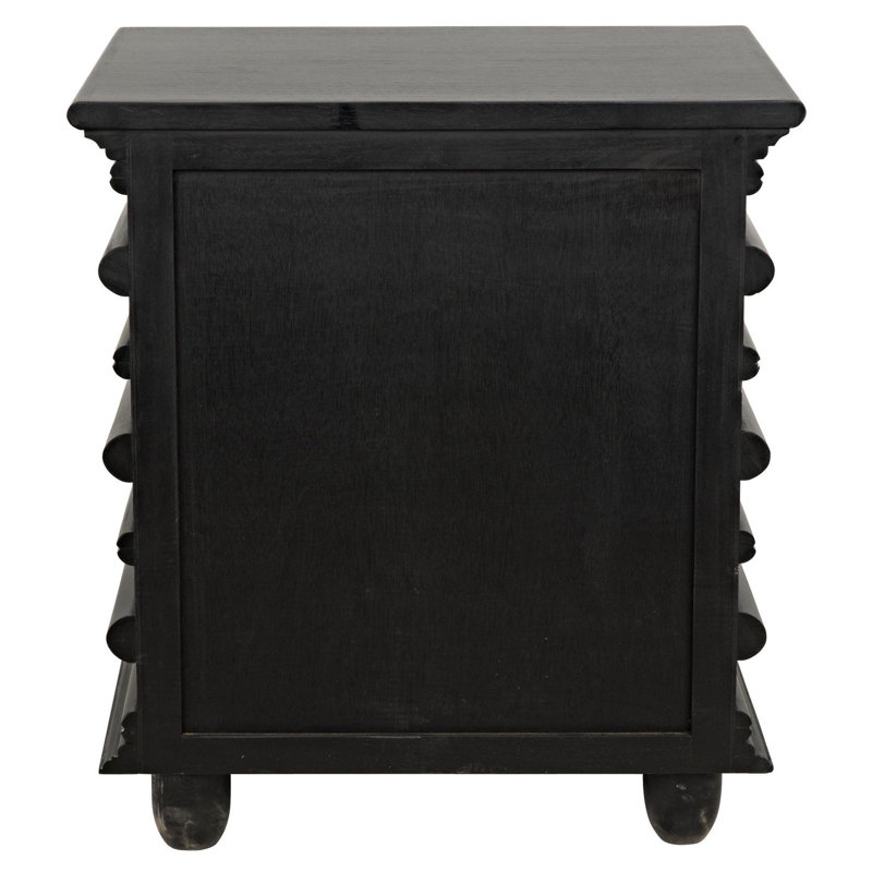 Ascona Solid Wood End Table, Hand Rubbed Black