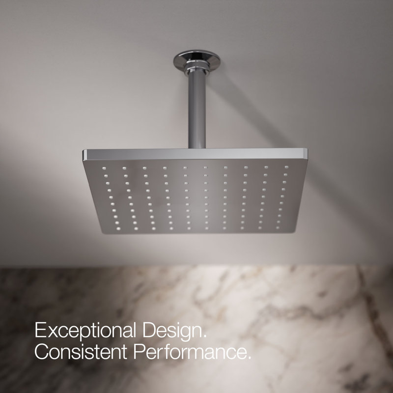 Honesty 10" Single-Function Wall or Ceiling-Mount Square Rainhead, Square Rain Showerhead 2.5 GPM, Polished Chrome