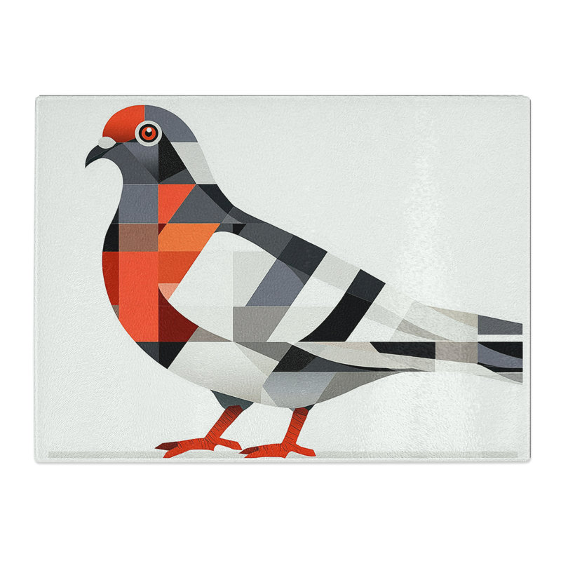 Pigeon Artwork  Glass Chopping Board