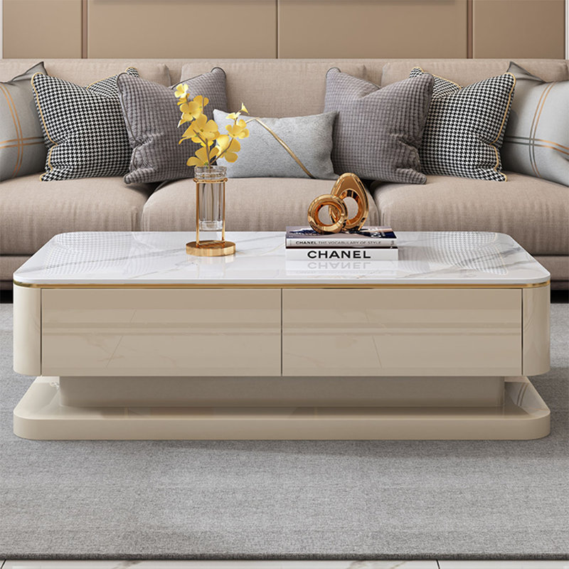 Light luxury rectangular rock table, 18.1" H x 47.2" L x 23.6" W