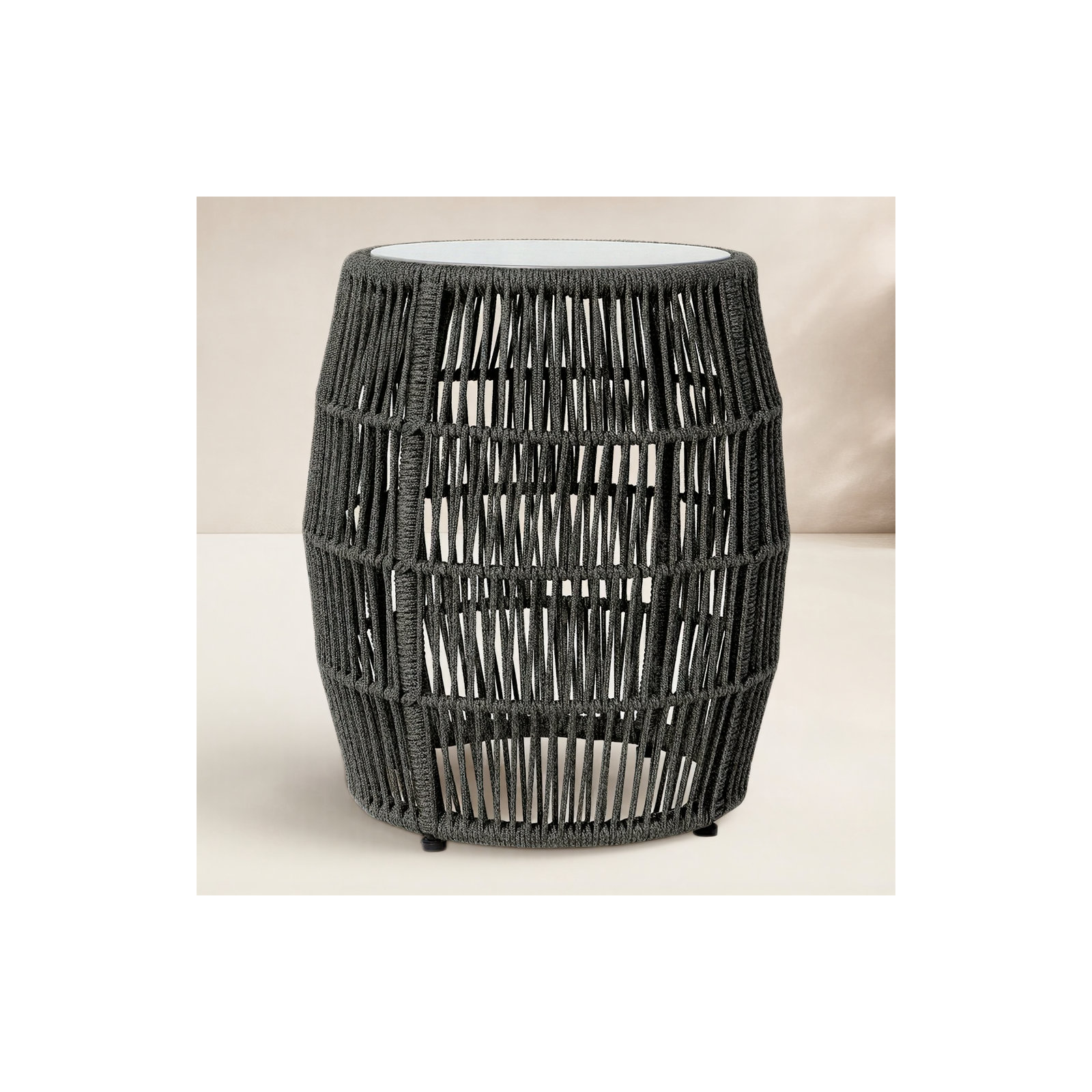 Dauntsey 19'' Stone Outdoor Side Table, Black
