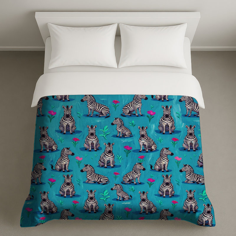 Zebra Floral Pattern Duvet Covers, Queen