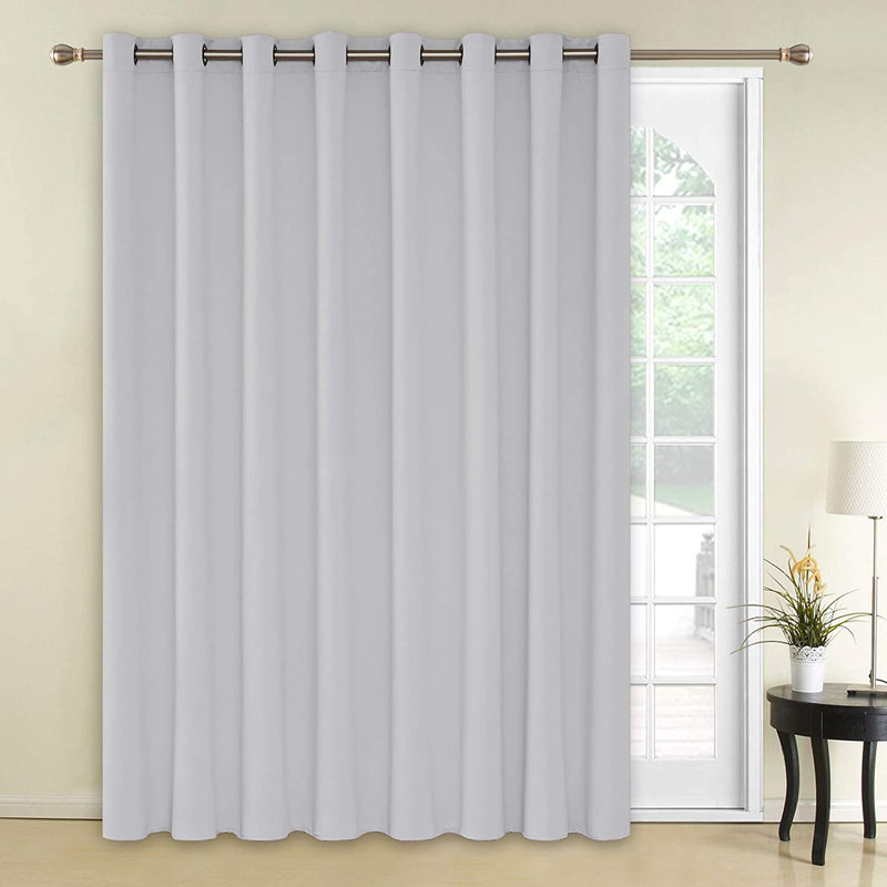Penkridge Room Darkening Curtain Single Panel, Grayish White, 100" W x 95" L