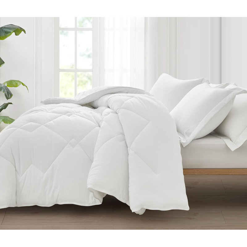 Logan Microfiber Comforter Set, Twin Extra Long Comforter + 1 Standard Sham, White