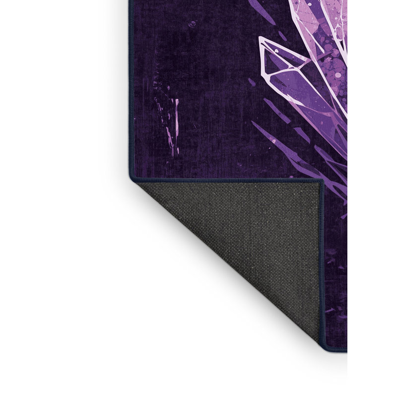 Tapis mauve moelleux à motif abstrait moderne et contemporain en mauve - bleu marine, 5 x 8