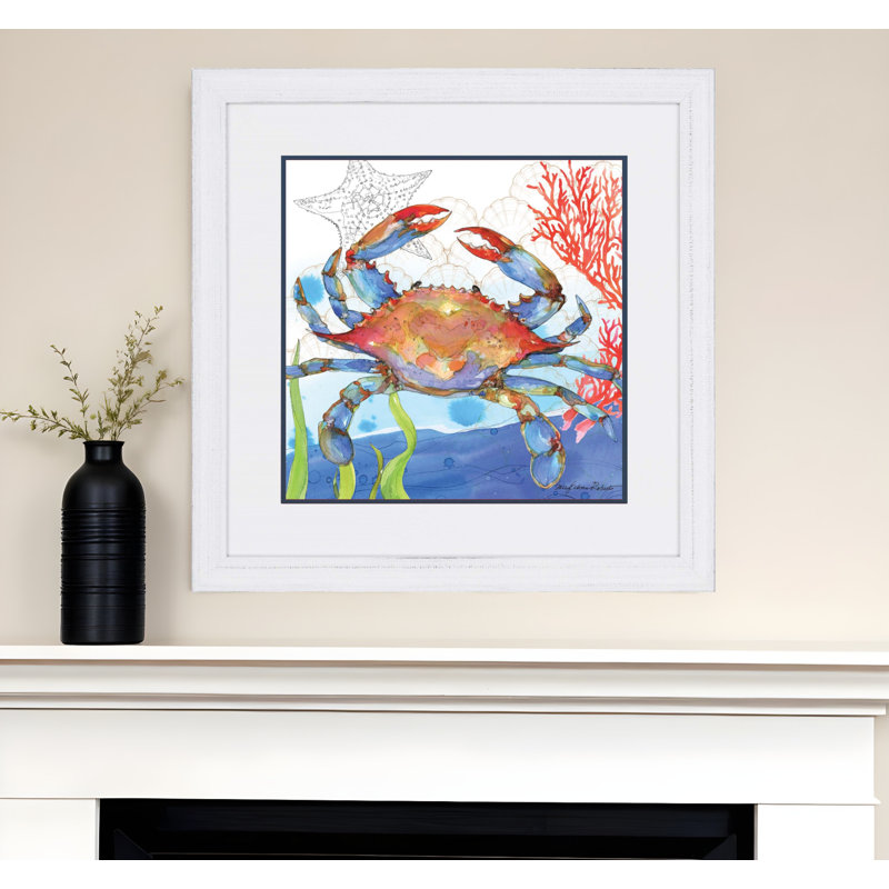 Oceana Crab White Framed Print Wall Art