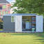 Remise de rangement extérieure 8 x 12 pi, bâtiment en acier très résistant avec fenêtre XL - Comprend des portes à charnières et 4 bouches d'aération pour la cour, le jardin et le patio