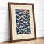 Ocean Wave Pattern Japandi - Framed Print-1045066733-1045066721