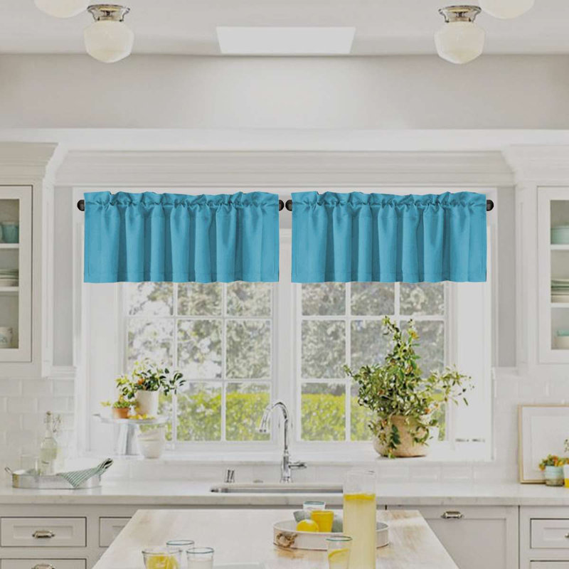 2 Panels Blackout Curtain Valances for Kitchen Windows/Bathroom/Living Room/Bedroom Privacy Decorative Rod Pocket Short Window Valance Curtains