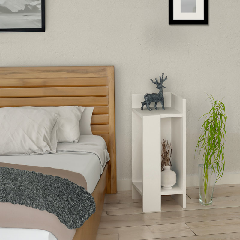 Table de chevet Kaline en gris, Blanc